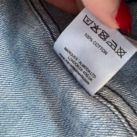 Marques Almeida Belted Cropped Raw Hem Denim Jacket Large - Picture 5 of 8